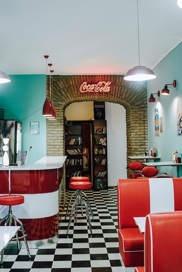 Retro diner interior featuring Jukebox atmosphere